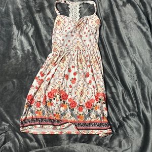 floral white and pink dress